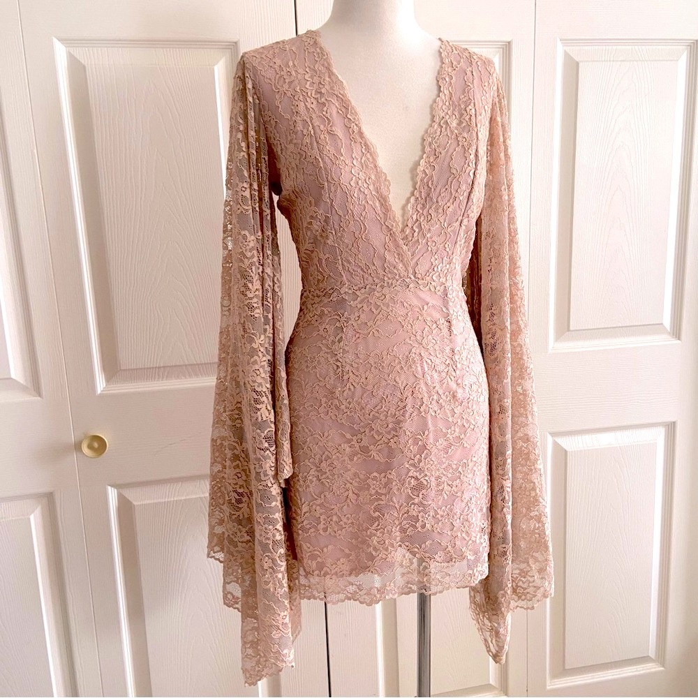 NBD Lace Kimono Sleeves Mini dress From REVOLVE Size S